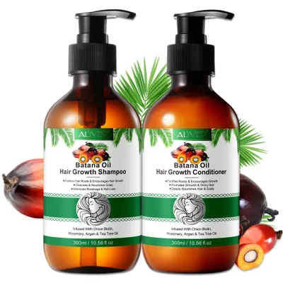 Produktbild von Haarpflege Set Batana Haar Shampoo + Conditioner Haarwachstum rein Vegan, 2x 300ml