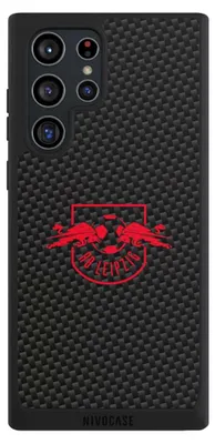 Produktbild von NIVOCASE Handyhülle für Samsung Galaxy S22 Ultra  Hülle NIVOpure Case Schwarz Carbon Offizielles Lizenzprodukt RB Leipzig