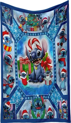 Imagen del producto de Manta suave de microfibra, 150x200 cm - Diseño navideño "Stitch"