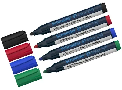 Produktbild von Schneider Schreibgeräte Maxx 290, 4 Stück(e), Schwarz, Blau, Grün, Rot, Rundspitze, Mehrfarbig, Medium, 2 mm