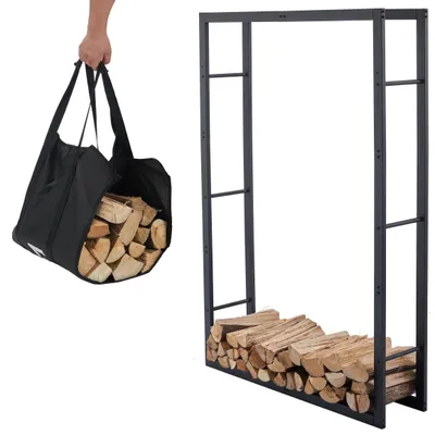 Image de Lendo Online Range-bûches 100x148 Acier Thermolaqué Noir
