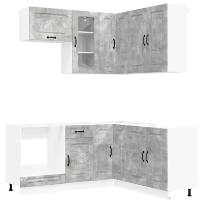 Image de vidaXL Ensemble de cuisine KALMAR, 8 pièces, gris béton, matériau de bois