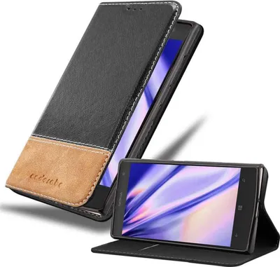 Produktbild von Cadorabo Hülle für Nokia Lumia 1020 Schutzhülle in Schwarz SHandyhülle Book Case Etui Kunstleder