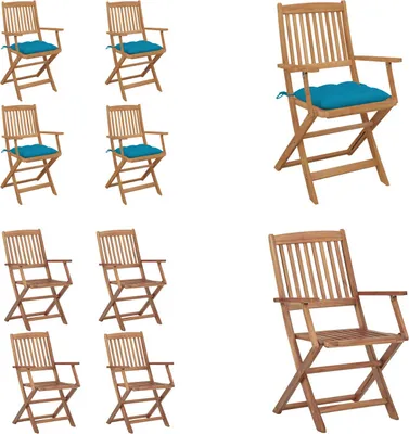 Immagine prodotto di vidaXL Sedie da giardino pieghevoli 4 pezzi con cuscino in legno massiccio di acacia - sedia da giardino - sedie da giardino - poltrona da giardino - sedia pieghevole