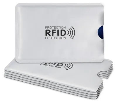 Produktbild von kwmobile 5x Kreditkarten Karten Schutzhülle mit RFID Blocker - Hülle Kreditkarte EC-Karte Krankenkarte Kartenschutzhülle Silber