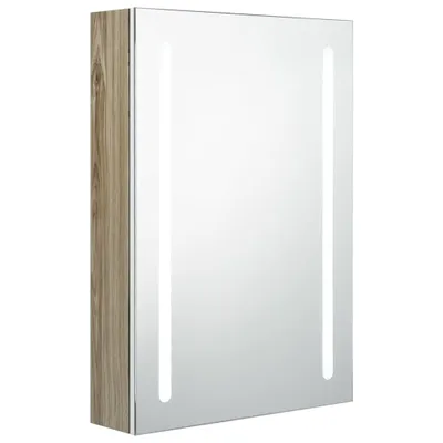Obrázek produktu pro LED koupelnová skříňka se zrcadlem bílá a dub 50 x 13 x 70 cm