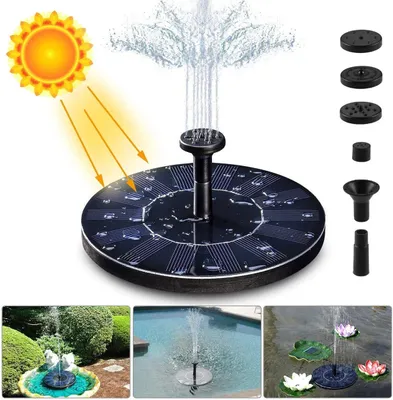 Produktbild von Solar Springbrunnen, 1.4W Solar Teichpumpe mit 4 Effekte | Maximum 70cm Höhe Solar Wasserpumpe | Solar schwimmender Fontäne Pumpe für Gartenteich Oder Fisch-Behälter Springbrunnen Vogel-Bad