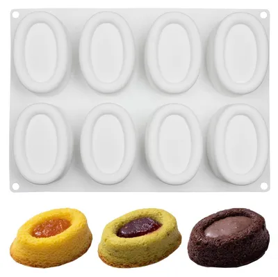 Produktbild von Silikonform 8 Mulden Oval 29,2 x 20,7 x 3,3 cm Weiß