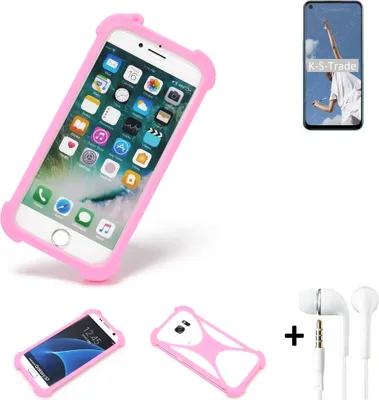 Produktbild von K-S-Trade Bumper + Kopfhörer kompatibel mit Oppo A52 Handy Hülle Schutzhülle Silikon Schutz Hülle Cover Case Silikoncase Silikonbumper TPU
