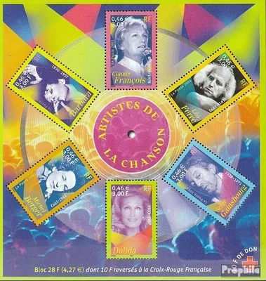 Produktbild von Briefmarken Frankreich 2001 Mi Block26 (kompl.Ausg.) postfrisch Chansonsänger