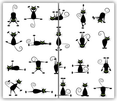 Produktbild von Tulup Glas-Herdabdeckplatte - 2x30x52cm - Glaskeramikkochfeld-Abdeckung Spritzschutz Zweiteilig Katzen-Illustration