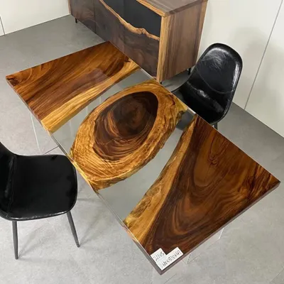 Produktbild von Holz Massive Möbel Esstisch Epoxid Harz Echtes Epoxy Tisch Giessharz Wasserfall