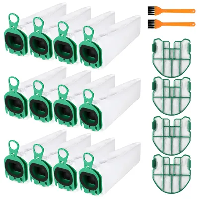 12 Staubsaugerbeutel für Vorwerk Kobold VB100, mit Filtern & Bürsten