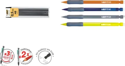 Produktbild von BIC Matic Grip, Schwarz, Blau, Schwarz, HB, 0,7 mm, 12 Stück(e)