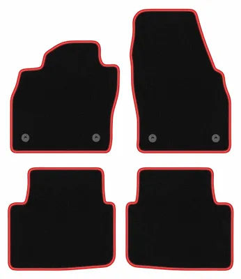 Productafbeelding van Velours automatten voor Skoda Scala vanaf 2019 (hatchback) – 4-delig, zwart/rood, op maat – Wielganizator CARLUX