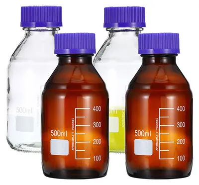 4er-Set 500 ml Borosilikatglasflaschen mit GL45 Deckel