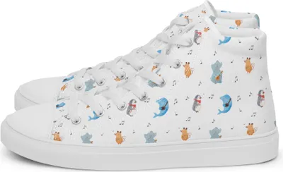 Produktbild von Mr. & Mrs. Panda Sneaker Damen Big Band Größe 36 1/2 - Weiß - Geschenk, Delfin, Hund, Hohe, Stoffsneaker, Musik, Lustige Sprüche, Triangel, High-Top, Maus, Elefant