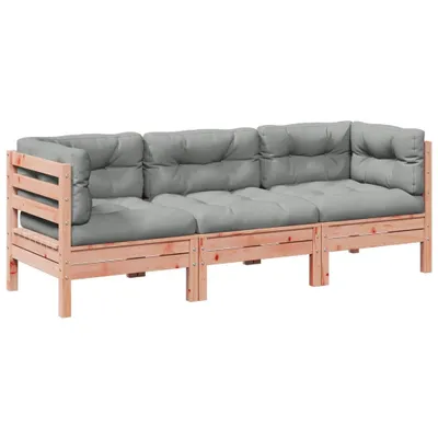 Produktbild von 3-tlg. Garten-Sofagarnitur mit Kissen Massivholz Douglasie