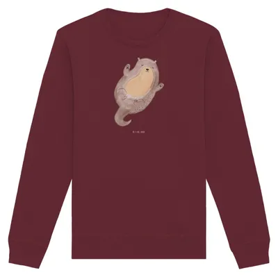 Produktbild von Mr. & Mrs. Panda Baumwoll Pullover Otter Umarmen Größe XS - Burgundy - Geschenk, Optimistisch, Hallo, Sweatshirt, Seeotter See, Bio, gut Gelaunt, Pulli, glücklich