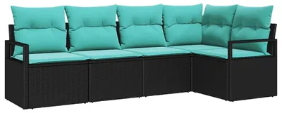 Immagine prodotto di vidaXL Set di divani 5 pezzi in polirattan nero