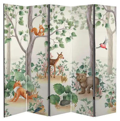 Produktbild von framed concept - Paravent Raumteiler Holz 225x172 cm, 5-teilig beidseitig, Sichtschutzwand