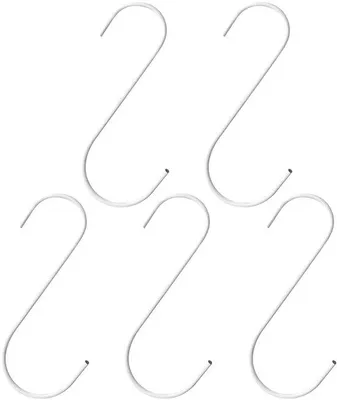 Immagine prodotto di Uniqoos® Set da 5 ganci a forma di S in ferro – ganci versatili per cucina e bagno, senza necessità di montaggio, capacità di carico da 2 a 5 kg