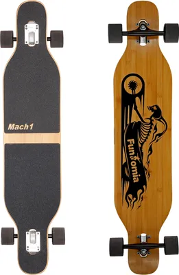 Produktbild von Mach1 Bambus Longboard mit Keramik Kugellager + T-Tool - Skateboard Drop Through Cruiser Komplettboard 2856