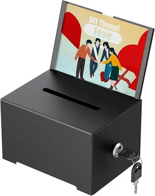 Produktbild von Famanu Spendenbox mit Schlitz und Schloss - Schwarz