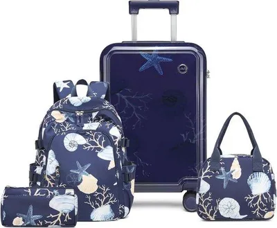 Produktbild von Leichtes Kinderkoffer mit Rucksack Set für Jungen und Mädchen - Handtasche mit 4 Rädern und TSA-Schloss - 53x34x21cm