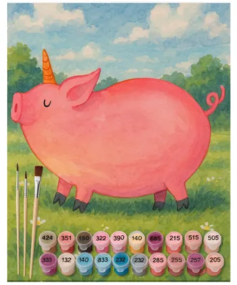Produktbild von Mr. & Mrs. Panda Malen nach Zahlen Einhorn Schwein Design 40 x 50 cm Mit Rahmen - Weiß - Geschenk, diy set, English, Party, Spruch, Unicorn, Einhörner, Bild