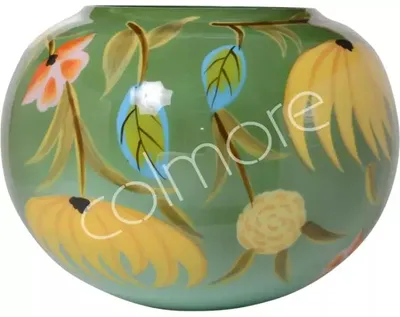 Productafbeelding van Handgeschilderde vaas, lichtgroen emaille glas, 30x30x23 cm