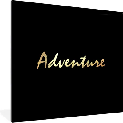 Produktbild von MuchoWow® Gerahmtes Poster Zitat - Abenteuer - Gold 40x40 cm - Poster mit Schwarzem Bilderrahmen Wandposter Rahmen Foto Bilder - Mit Rahmen - Wanddekoration Schlafzimmer