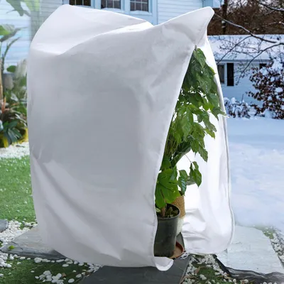 Image de Protection hivernale pour plantes, 200 x 240 cm, sac pour plantes en pot, blanc, réutilisable