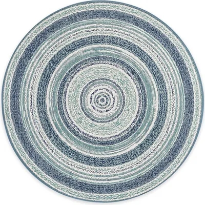 Produktbild von In- & Outdoor Teppich Rund DAVE, Serie "Circo" Blau, Ø120 cm