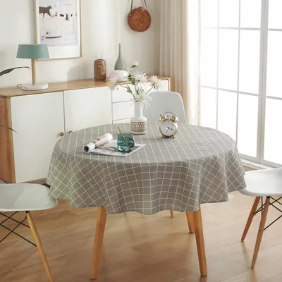 Image de Nappe ronde en polyester, lavable, idéale pour les fêtes et les mariages