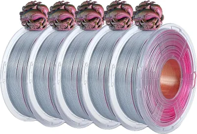 Immagine prodotto di filamento per stampante 3D, quadricromia, superficie lucida, BKGYRDYL 5Rolls