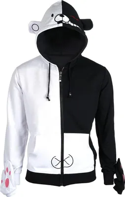 Produktbild von Monokuma Zip Hoodie mit Handschuhen | Pullover für Danganronpa Fans | Größe: S