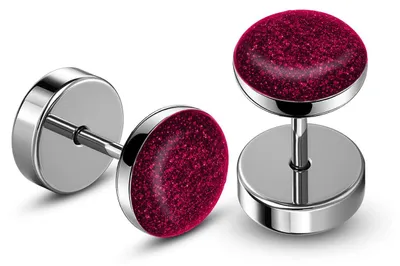 Produktbild von Fake Plugs Edelstahl Glitzer 10mm Fake Tunnel Piercing Ohrstecker Damen Herren - pink