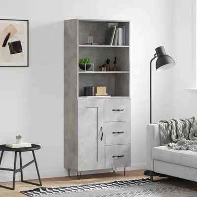 Produktbild von vidaXL Highboard Betongrau 69,5x34x180 cm Holzwerkstoff