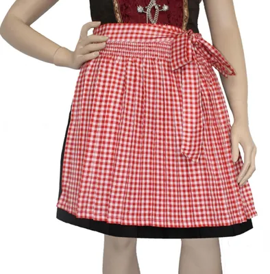 Produktbild von Dirndlschürze Trachtenschürze Mini Dirndl Dirndel Rot Kariert, Größe:44