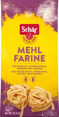 Produktbild von Dr. Schär Farina, 1 kg, Soja, 344 kcal, 1459 kJ, 0,5 g, 1 g