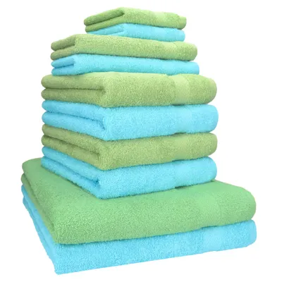 Produktbild von Betz 10-tlg. Handtuch-Set PREMIUM CLASSIC 2 Duschtücher 4 Handtücher 2 Gästetücher 2 Seiftücher Farbe: apfelgrün & türkis