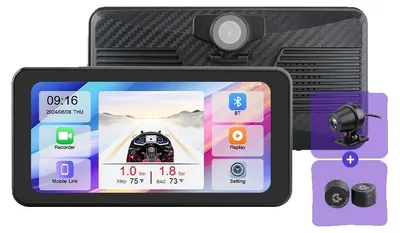 Zdjęcie produktu dla Kamera samochodowa, podwójne nagrywanie w rozdzielczości 2K, wodoodporny wyświetlacz, CA02max z podwójnym obiektywem i systemem TPMS