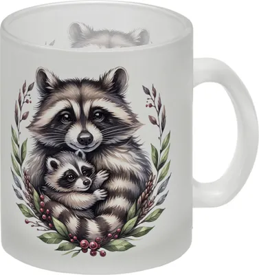 Produktbild von Waschbärmama mit Baby Glas Tasse