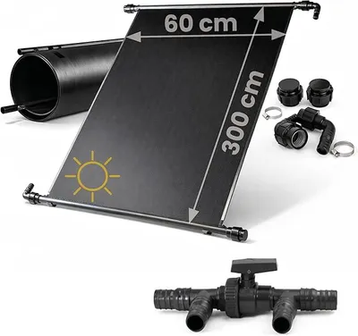 Obrázek produktu pro – Solární kolektory jako ohřev bazénu (2x 300x60 cm) – Využití solární energie pro ohřev venkovního bazénu, ohřívací deska pro ohřev 20 000 litrů vody o 6 °C pomocí solární energie – ideální solární ohřev pro bazén (s solárním regulátorem)