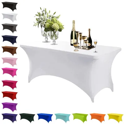 Produktbild von Stretch Tischdecke Rechteckig Weiß 183 x 76 cm Elasthan Elastisch