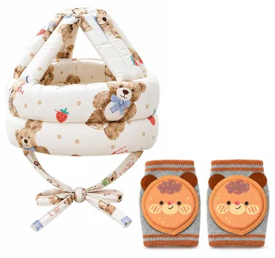 Produktbild von Baby Kopfschutz & Knieschoner, Schutzset für 6–36 Monate, weich, atmungsaktiv, rutschfest, verstellbar, für Krabbeln und erste Schritte