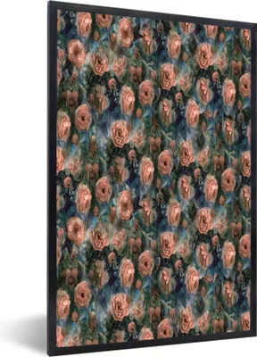 Produktbild von MuchoWow® MuchoWow® Gerahmtes Poster Rosen - Aquarell - Rosa 60x90 cm - Poster mit zchwarzem Bilderrahmen - Kunst