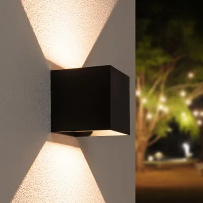Image de HOFTRONIC - Applique murale LED 7W 720lm 3000K IP65 Noir Cube Up & Down
