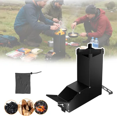 Produktbild von XINZI Rocket Stove Hochleistungs-Raketenofen, Leicht & Kompakt, Ideal für Outdoor-Kochen & Mobile Wärme, Schwarz